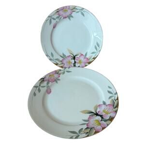 Vintage Noritake Azalea Dinner & Salad Plate Set of 2 Hand Painted in Japan